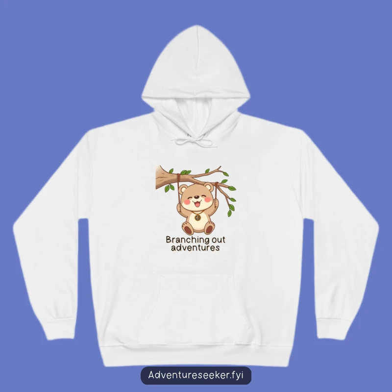 Cozy Funny Bear Cub Compass Hoodie, Adventure Companion Wear, Perfect Funny Gift