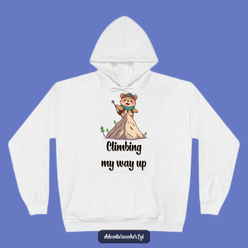 Funny Bear Adventure Hoodie: Cozy Climber Character, Warm & Hilarious Gift