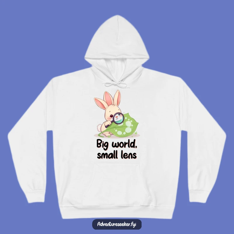 Cozy Funny Rabbit Magnifying Leaf Hoodie, Nature Explorer Warm Wear, Perfect Funny Gift