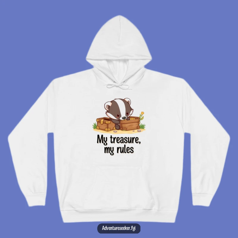 Funny Badger Treasure Dig Hoodie: Cozy Quest for Laughs!