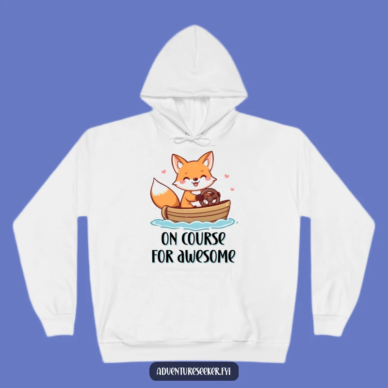 Funny Fox Steering Boat Hoodie - Cozy Voyage Wear, Perfect Funny Gift
