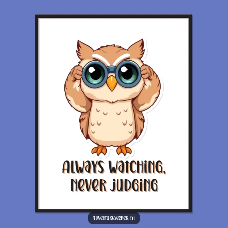 Free Printable Owl Wall Art: Curious Binoculars Downloadable Decor for Laughs