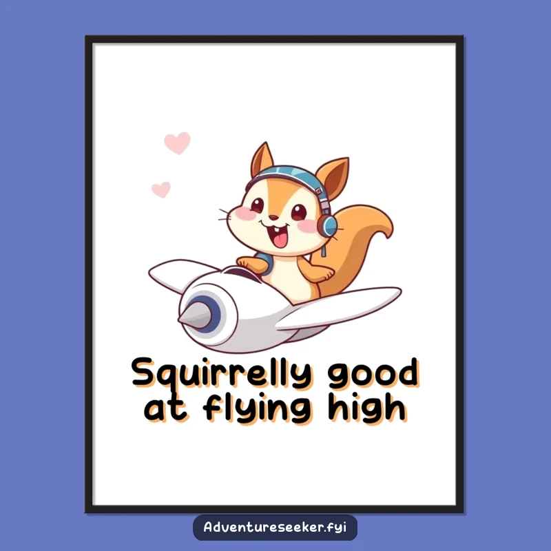 Free Printable Squirrel Pilot Art - Funny Aviation Decor Downloadable Wall Art