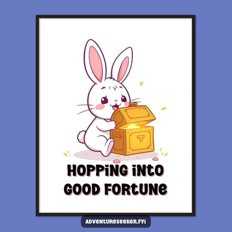 Funny Free Printable Rabbit Treasure Chest Wall Art: Downloadable Whimsical Art