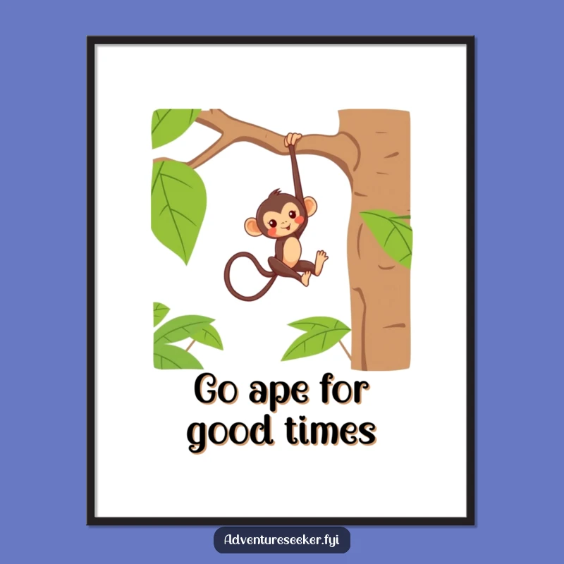 Free Printable Monkey Wall Art - Playful Jungle Prankster - Funny Downloadable Decor