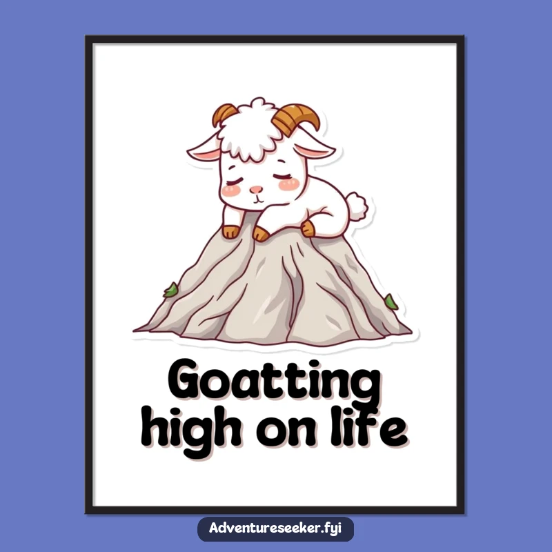 Free Printable Goat Wall Art: Peaceful Peak Napper Downloadable Decor