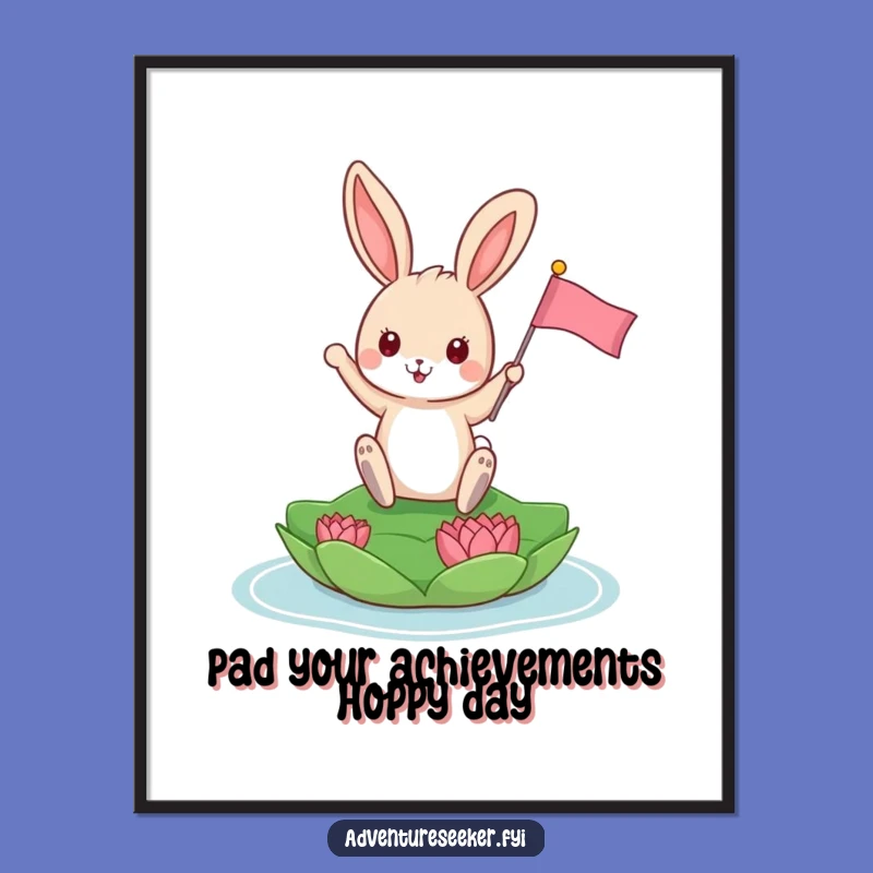 Free Printable Bunny Wall Art: Funny Lily Pad Design, Downloadable DIY Decor for Whimsical Spaces