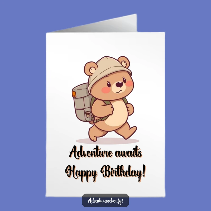 Free Printable Funny Bear Explorer Birthday Card - Downloadable DIY Gift for Him or Her