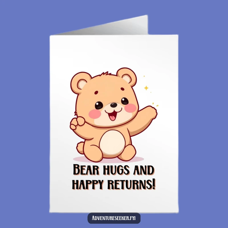 Free Printable Birthday Card: Funny Bear Cub Mountain Adventure Greeting, Perfect DIY Gift