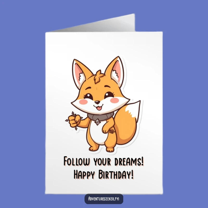 Free Printable Fox Birthday Card: Funny Compass Guide Downloadable Gift