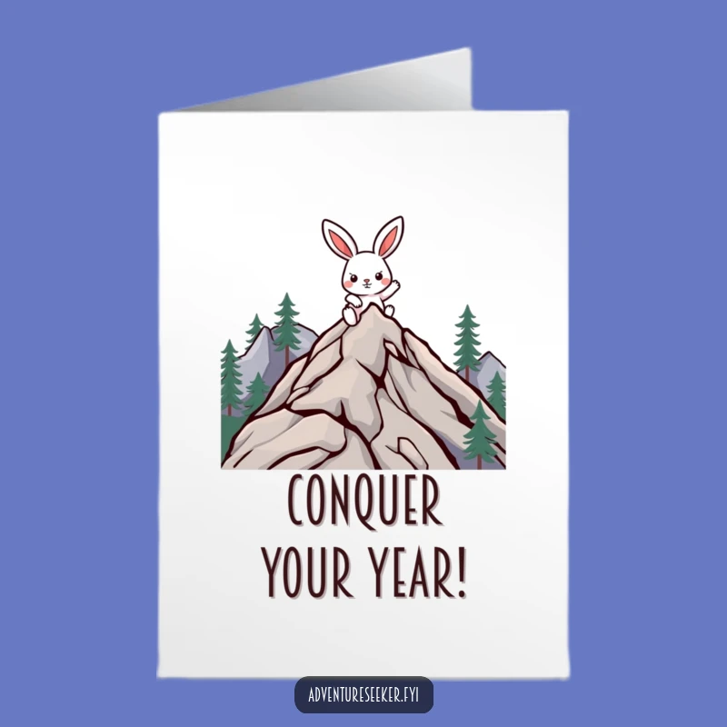 Free Printable Birthday Card: Determined Rabbit Climber, Motivational Downloadable Gift