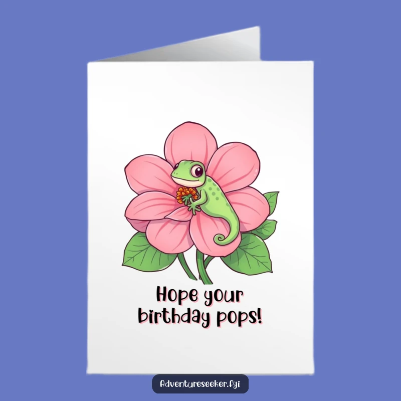Free Printable Chameleon Birthday Card: Colourful Flower Fun Downloadable Gift