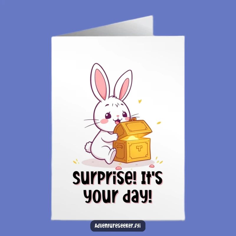 Free Printable Rabbit Birthday Card: Funny Treasure Discovery Downloadable Greeting