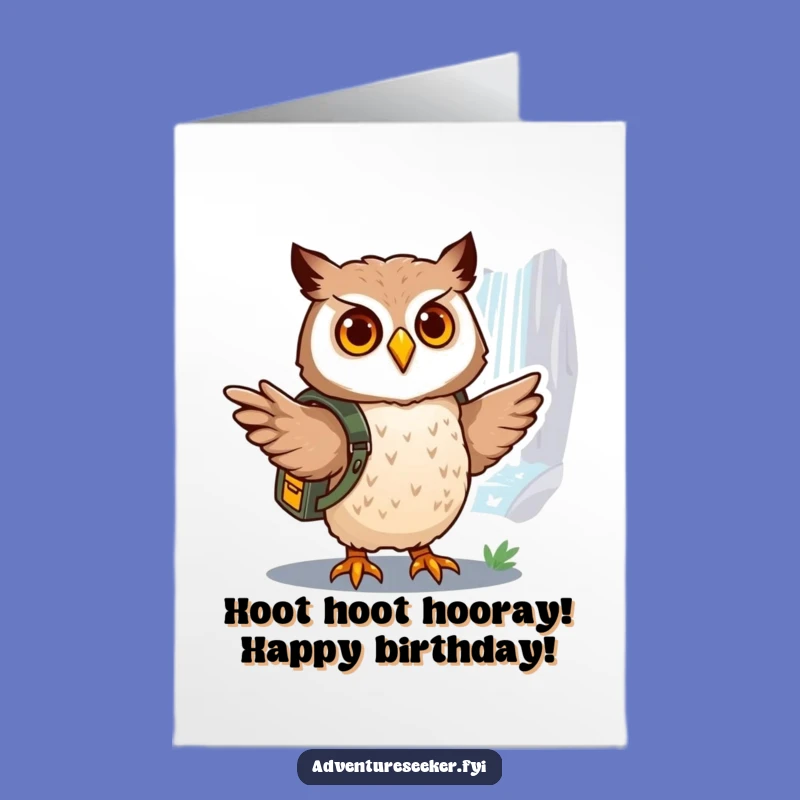 Free Printable Owl Explorer Birthday Card - Adventure Awaits Funny Downloadable Gift