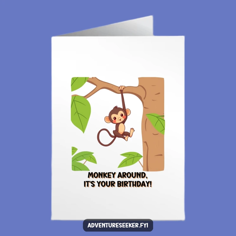 Free Printable Monkey Birthday Card - Jungle Fun - Funny Downloadable Gift