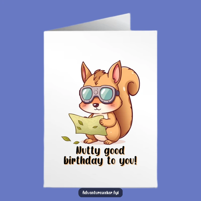 Free Printable Squirrel Map Birthday Card - Curious Explorer Funny Downloadable Gift