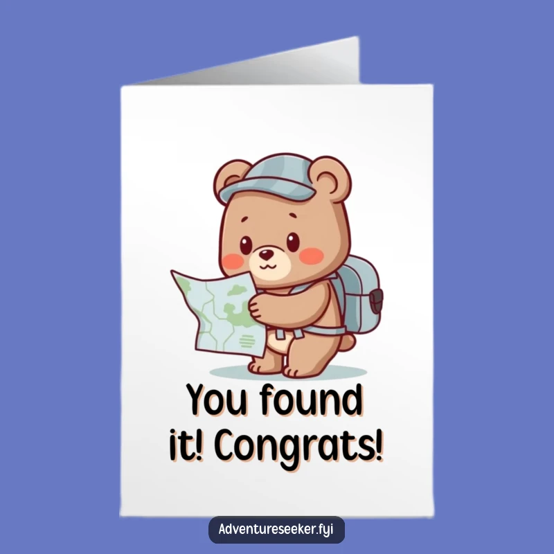 Free Printable Bear Congratulatory Map Card: Funny Adventure Downloadable Gift