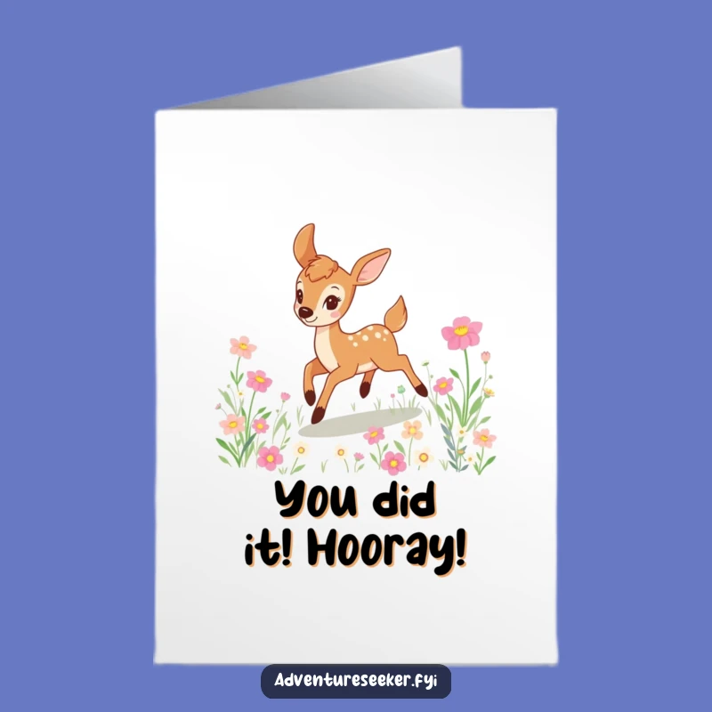 Free Printable Congrats Card: Bounding Deer Joyful Celebration Funny Downloadable Gift