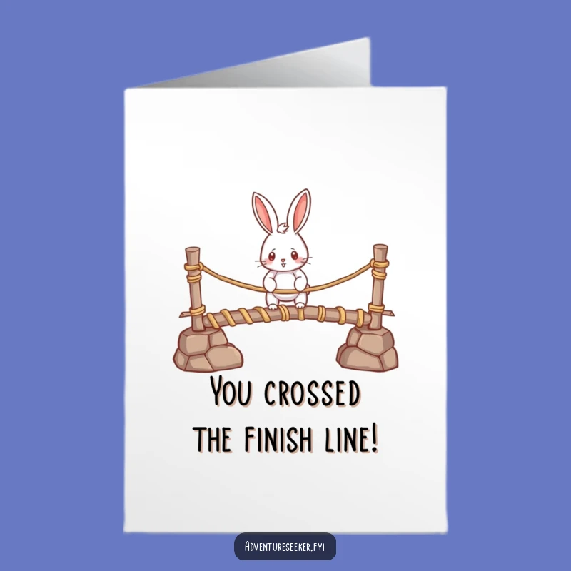 Free Printable Congrats Card: Rabbit's Bridge Triumph, Downloadable Success Greeting