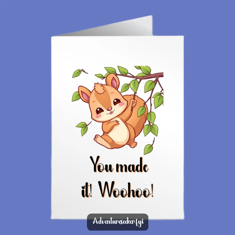 Free Printable Congrats Card: Squirrel's Joyful Leap, Fun Downloadable