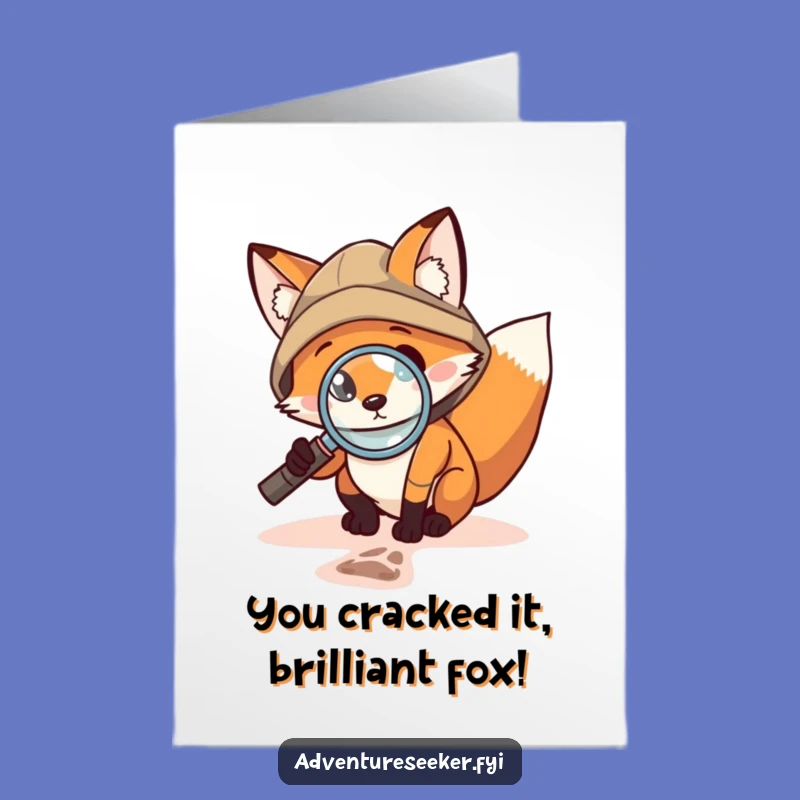 Free Printable Fox Congrats Card: Funny Explorer Downloadable Gift for Sharp Success!