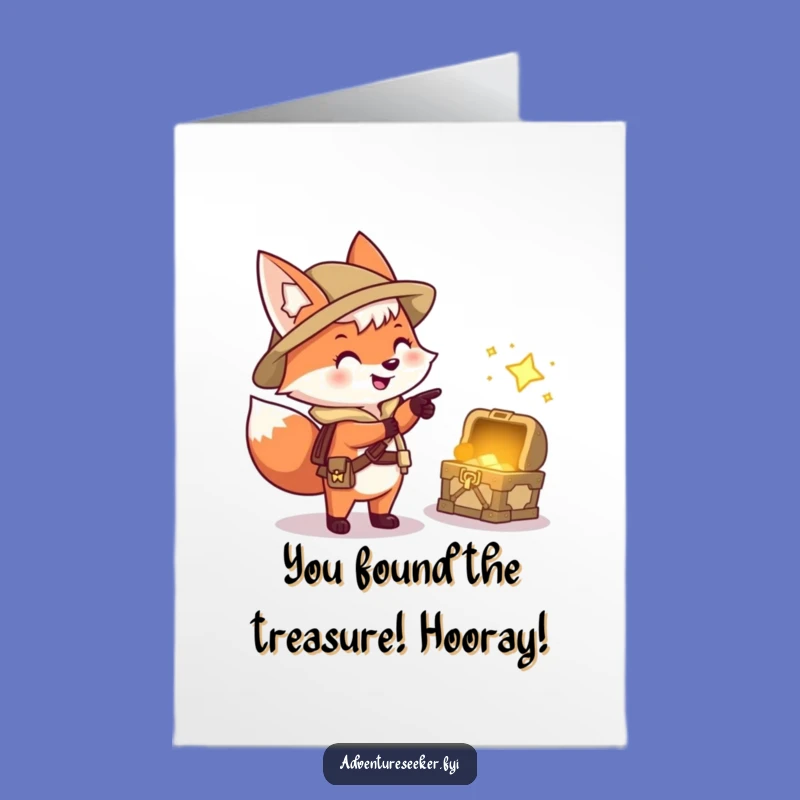 Free Printable Fox Treasure Congrats Card - Funny Explorer's Reward Downloadable Gift