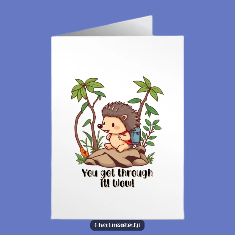Free Printable Hedgehog Congratulations Card: Funny Jungle Design, Downloadable Adventure Success Greeting