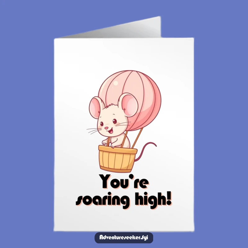 Free Printable Mouse Congratulations Card: Floating to Success Downloadable