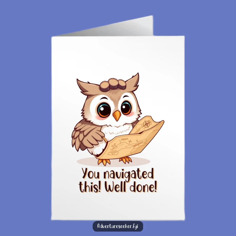 Free Printable Owl Map Congrats Card - Funny Navigator's Success Downloadable Gift