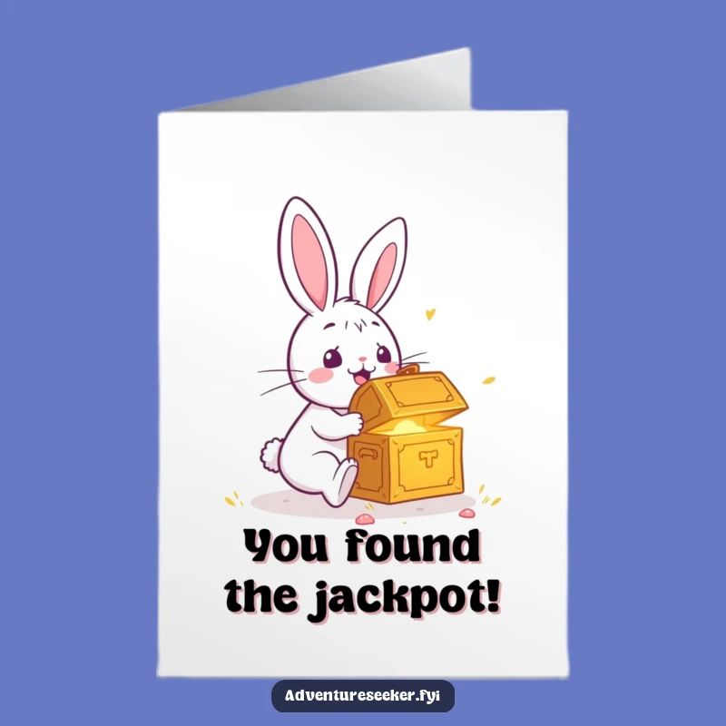 Free Printable Rabbit Congrats Card: Funny Treasure Find Downloadable Greeting