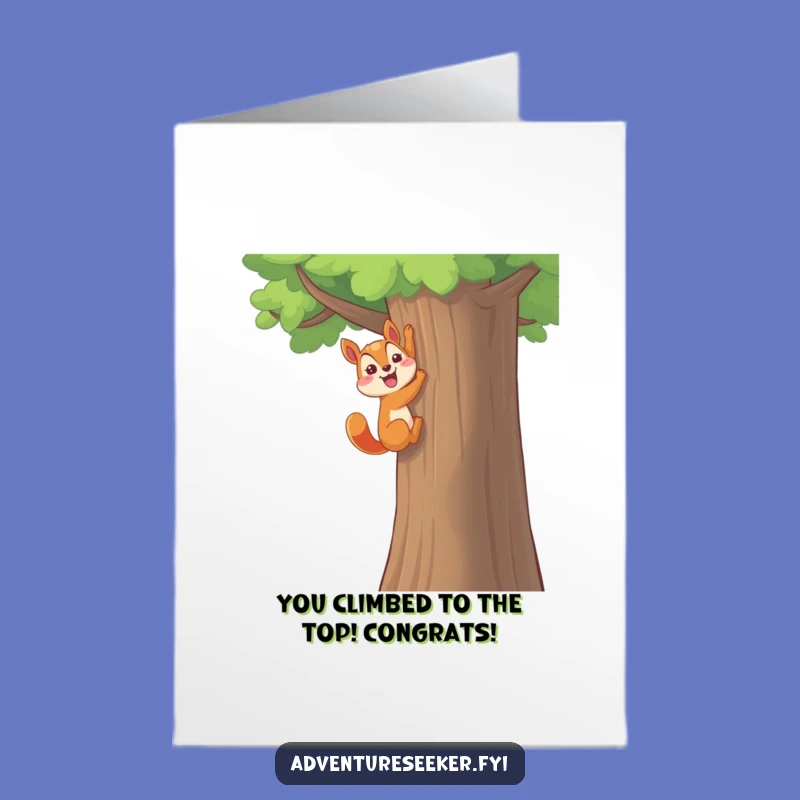 Free Printable Squirrel Victory Card: Funny Climber Downloadable Gift