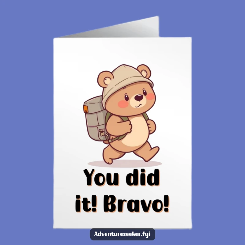 Free Printable Bear Explorer Congrats Card - Downloadable DIY Gift for Big Achievements