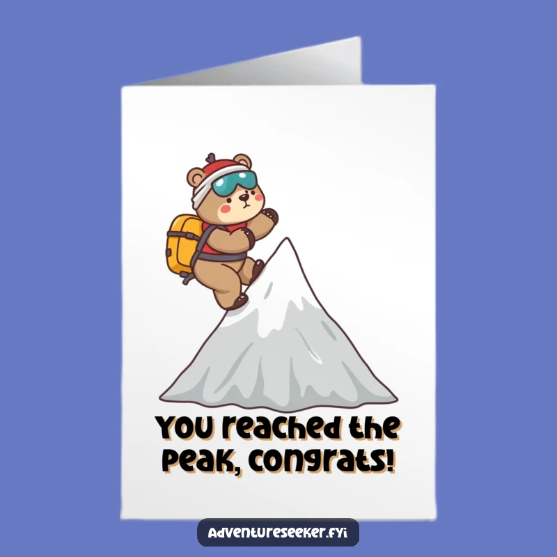 Free Printable Bear Congrats Card: Funny Mountaineer Downloadable Gift for Peak Achievements!