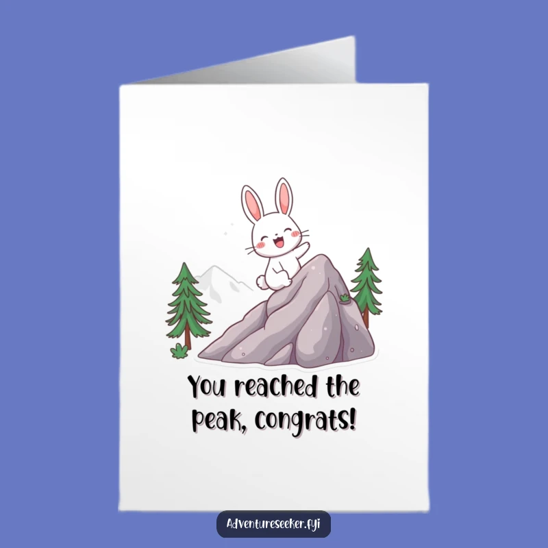 Free Printable Rabbit Congratulations Card: Funny Mountain Peak Success Downloadable