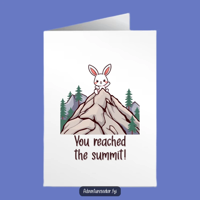 Free Printable Congrats Card: Rabbit Summit Success, Motivational Downloadable