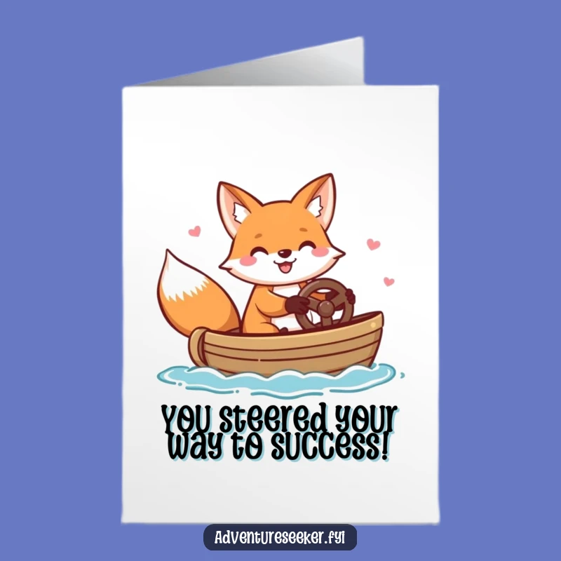 Free Printable Fox Congratulations Card: Funny Boat Success Downloadable