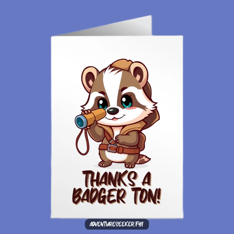 Free Printable Badger Thank You Card: Explorer's Gratitude Humorous Downloadable Gift
