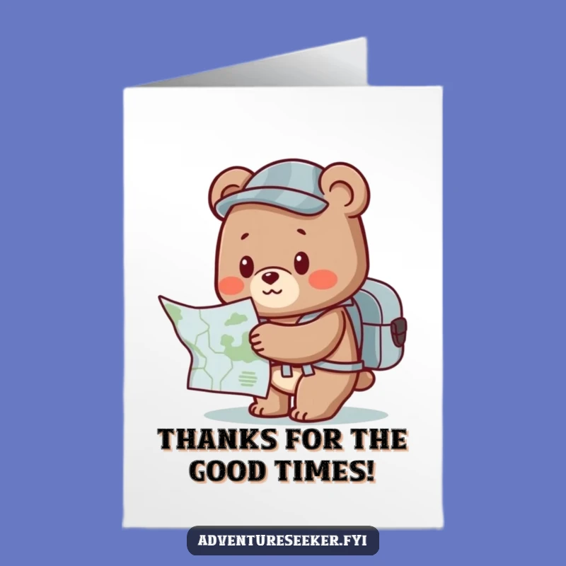 Free Printable Bear Thanks Card: Funny Explorer Message Downloadable Gift