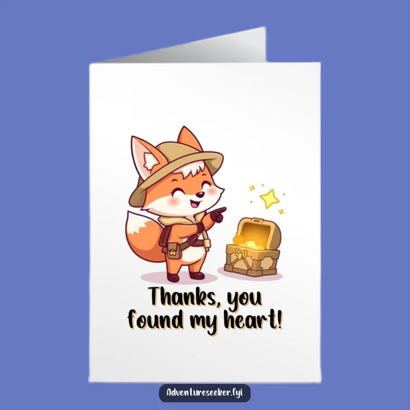 Free Printable Fox Treasure Thank You Card - Funny Explorer Gratitude Downloadable Gift