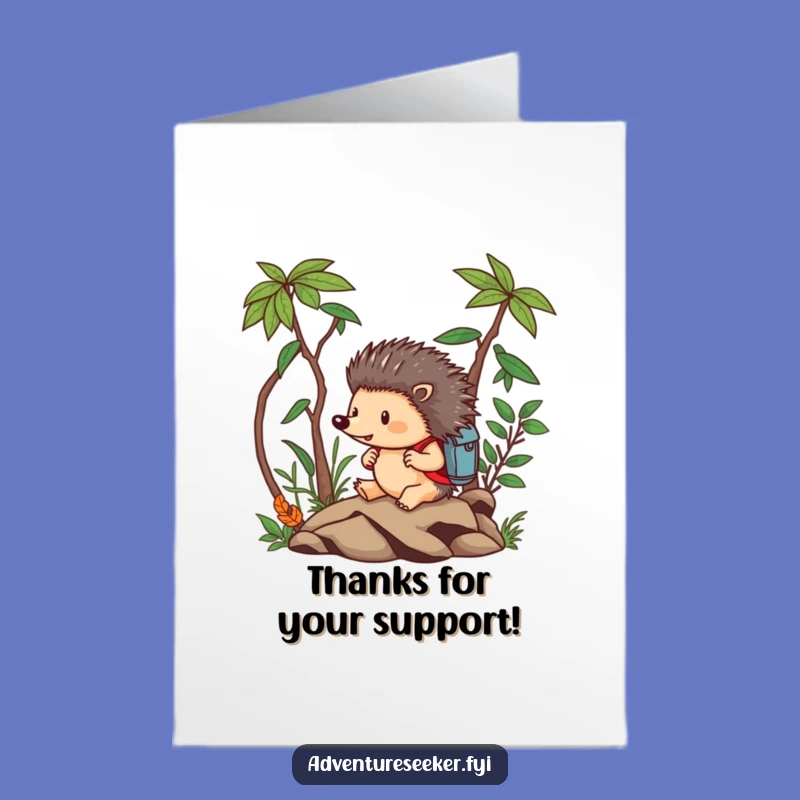 Free Printable Hedgehog Thank You Card: Funny Jungle Design, Downloadable Gratitude Greeting