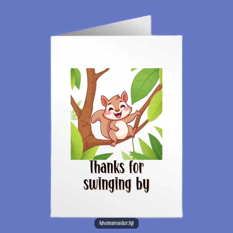 Free Printable Squirrel Thank You Card: Funny Jungle Swing Downloadable Greeting