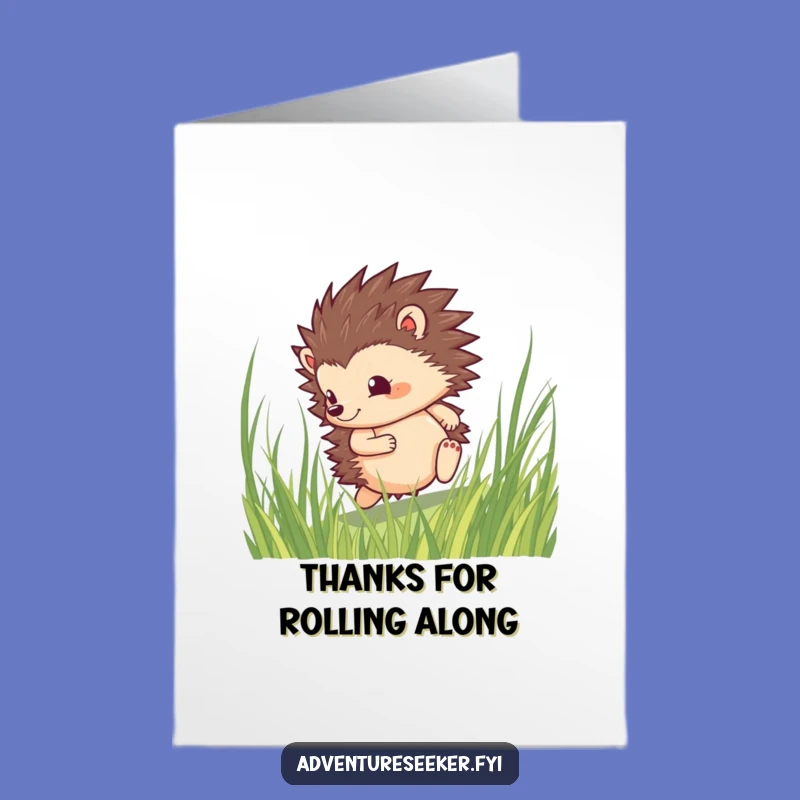 Free Printable Thank You Card: Grateful Hedgehog Rolling Funny Downloadable Gift