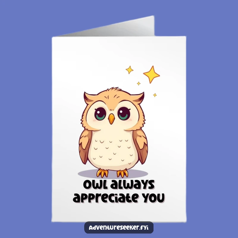 Free Printable Owl Thank You Card: Grateful Gazer Downloadable Design