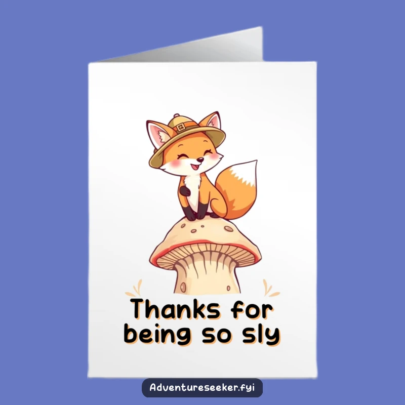 Free Printable Thank You Card: Fox's Journey, Humorous Gratitude, Downloadable Note