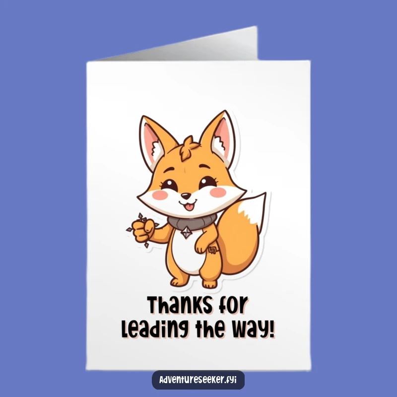 Free Printable Fox Thanks Card: Funny Compass Journey Downloadable Gift
