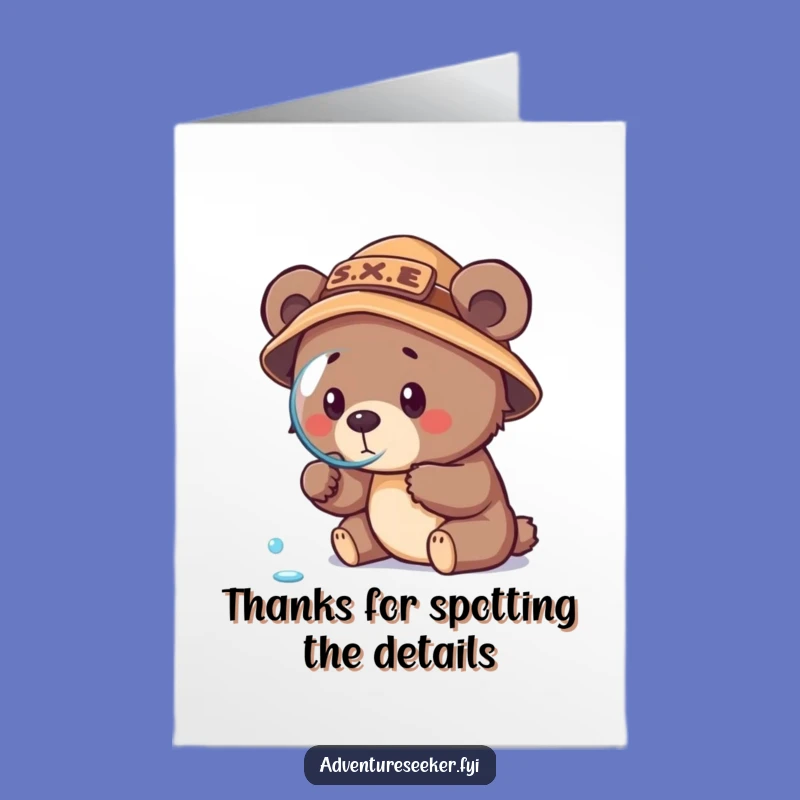 Free Printable Bear Cub Explorer Thank You Card - Tiny Grateful Explorer Downloadable Gift