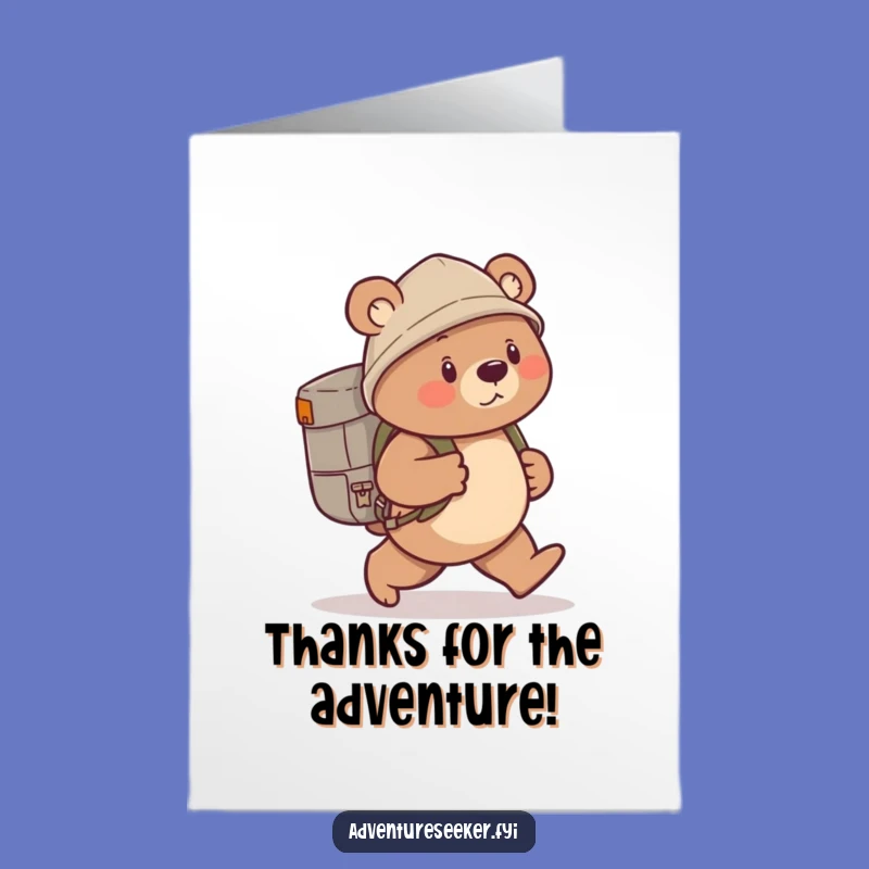 Free Printable Bear Explorer Thank You Card - Downloadable DIY Gift for Appreciation