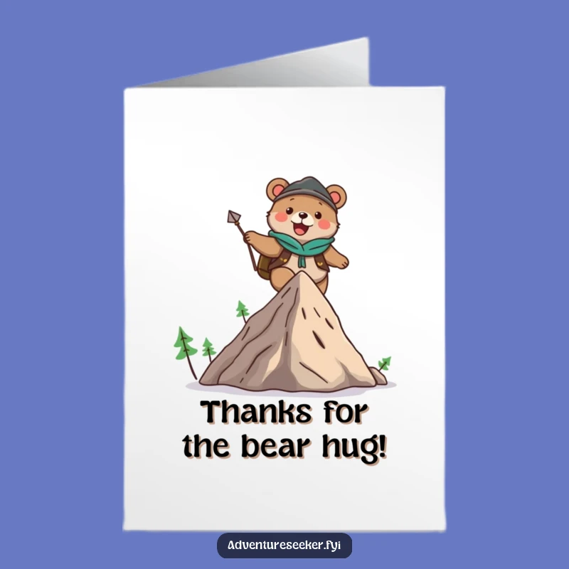 Free Printable Bear Thank You Card - Funny Mountain Climb Gratitude Downloadable Gift