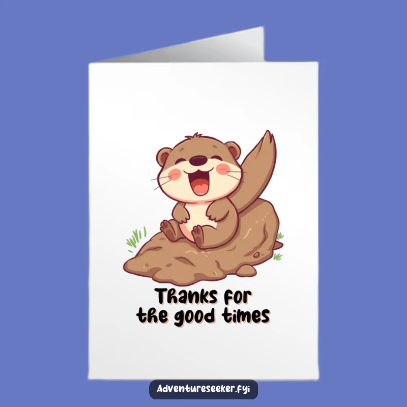 Free Printable Thank You Card: Thankful Otter Mudslide Funny Downloadable Gift