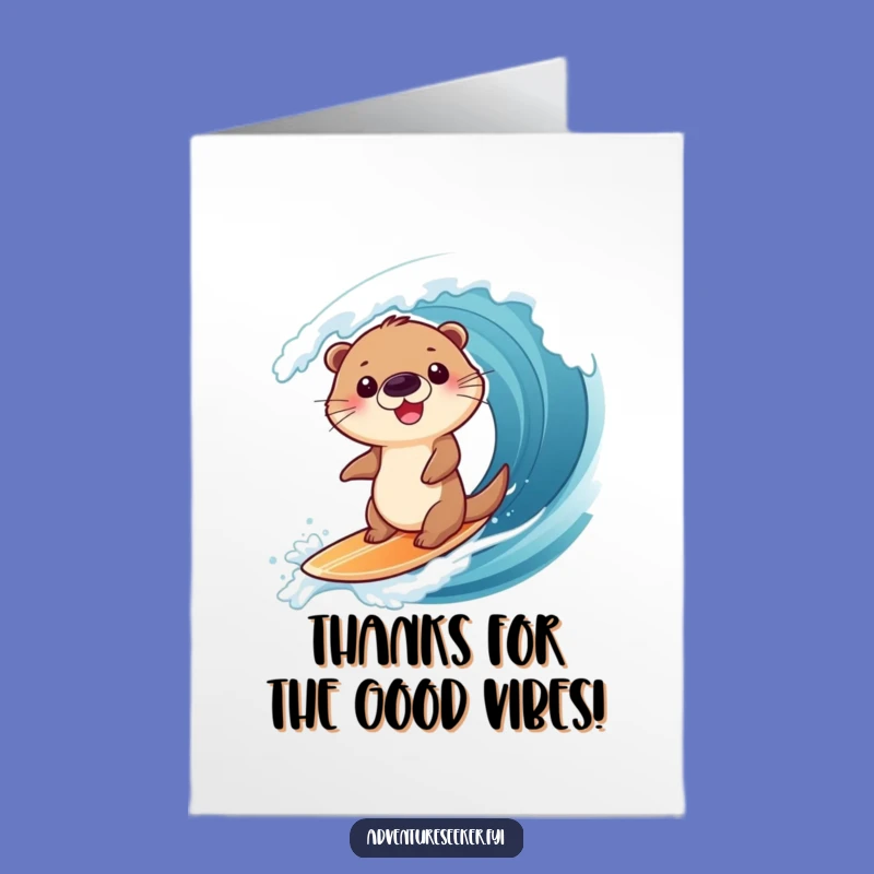 Free Printable Otter Thank You Card: Surfing Gratitude Downloadable Gift